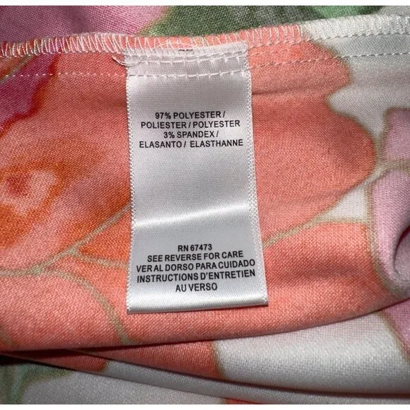 NWT Maison Tara Dress Floral Wrap Puff Sleeves Belt Orange Pink Flowers Chic 24W - Picture 6 of 7